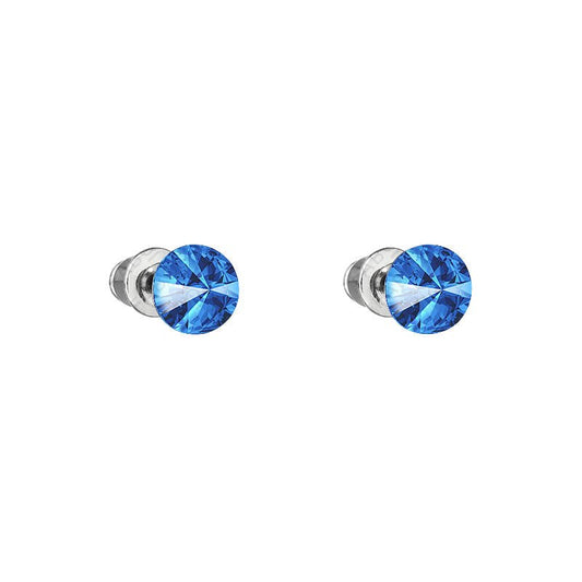 Σκουλαρίκια καρφωτά με κρύσταλλο swarovski 0.6cm χρώμα ζαφείρι (F1098) - charmy.gr