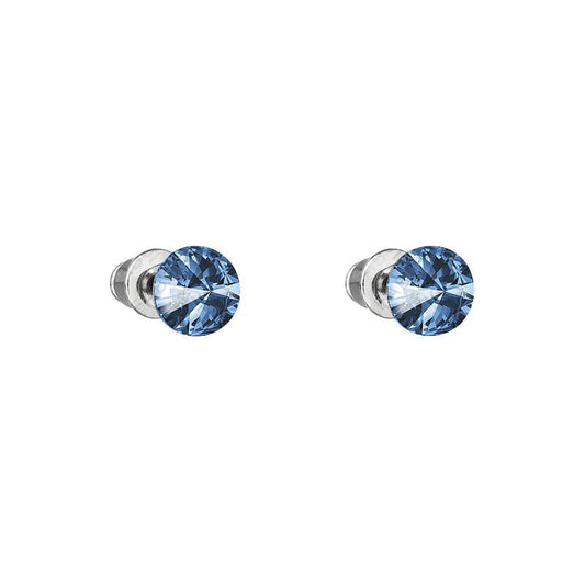 Σκουλαρίκια καρφωτά με κρύσταλλο swarovski μπλε montana 0.6cm (F1102) - charmy.gr