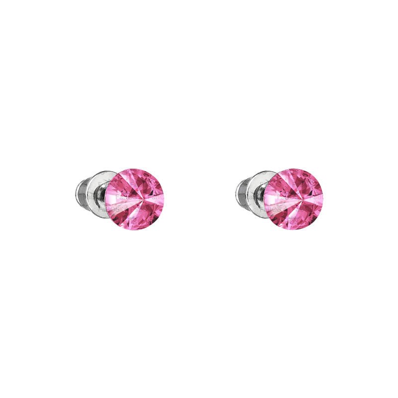 Σκουλαρίκια καρφωτά με ροζ κρύσταλλο swarovski 0.6cm (F1101) - charmy.gr