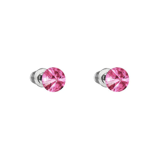 Σκουλαρίκια καρφωτά με ροζ κρύσταλλο swarovski 0.6cm (F1101) - charmy.gr