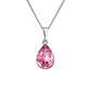 Χειροποίητο κολιέ με κρύσταλλα Swarovski σταγόνα ροζ χρώμα (F1013)