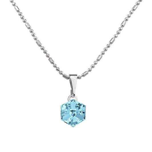 Χειροποίητο κολιέ με κρύσταλλο Swarovski σε χρώμα aquamarine (F1009) - charmy.gr