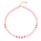 Καλοκαιρινό κολιέ boho ροζ με φίμο (N1146) - necklace - charmy.gr