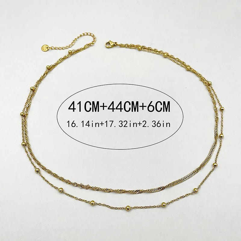 Αλυσίδα λαιμού διπλή επιχρυσωμένη 18k (N1566) - necklace - charmy.gr