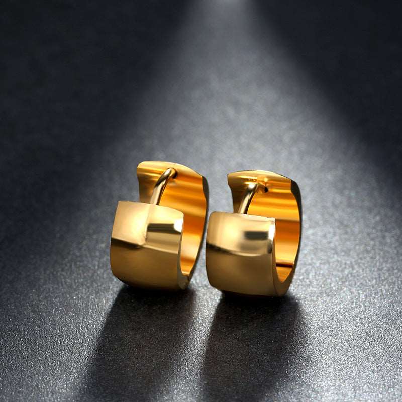 Γυναικεία ατσάλινα σκουλαρίκια κρίκοι μικροί χοντροί επιχρυσωμένοι 1εκ (E1232) - earrings - charmy.gr