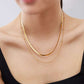 Γυναικεία ατσάλινη αλυσίδα λαιμού διπλή επιχρυσωμένη (N1207) - necklace - charmy.gr