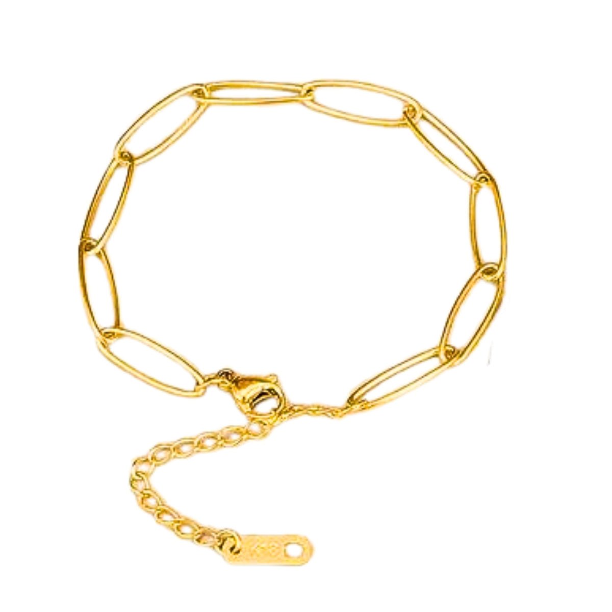 Ατσάλινη αλυσίδα χεριού επιχρυσωμένη (B1275)  - bracelet - charmy.gr