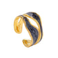 Ατσάλινο ρυθμιζόμενο δαχτυλίδι διπλό με μαύρο σμάλτο (R1228) - ring - charmy.gr