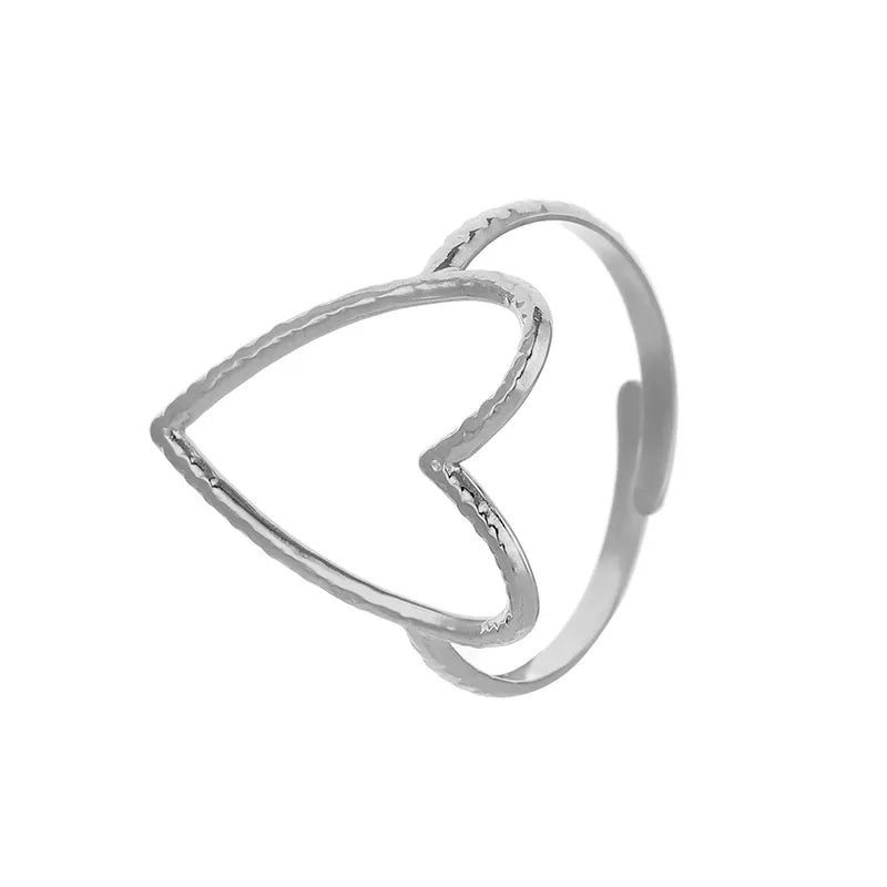 Ατσάλινο ρυθμιζόμενο δαχτυλίδι σχήμα καρδιά (R1264) - rings - charmy.gr