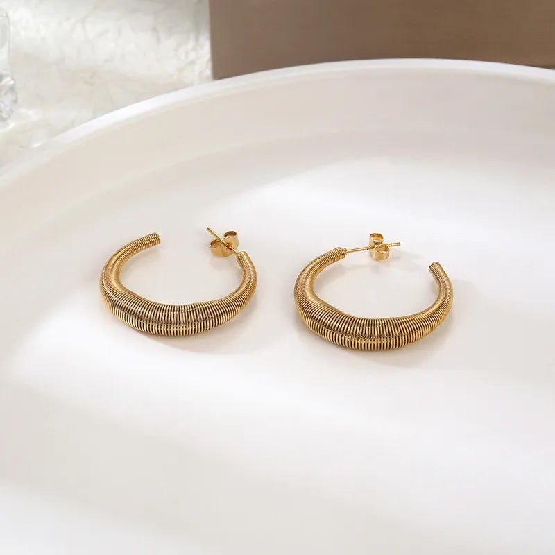 Ατσάλινοι κρίκοι 2,5 εκ επιχρυσωμένοι (E1363) - earrings - charmy.gr