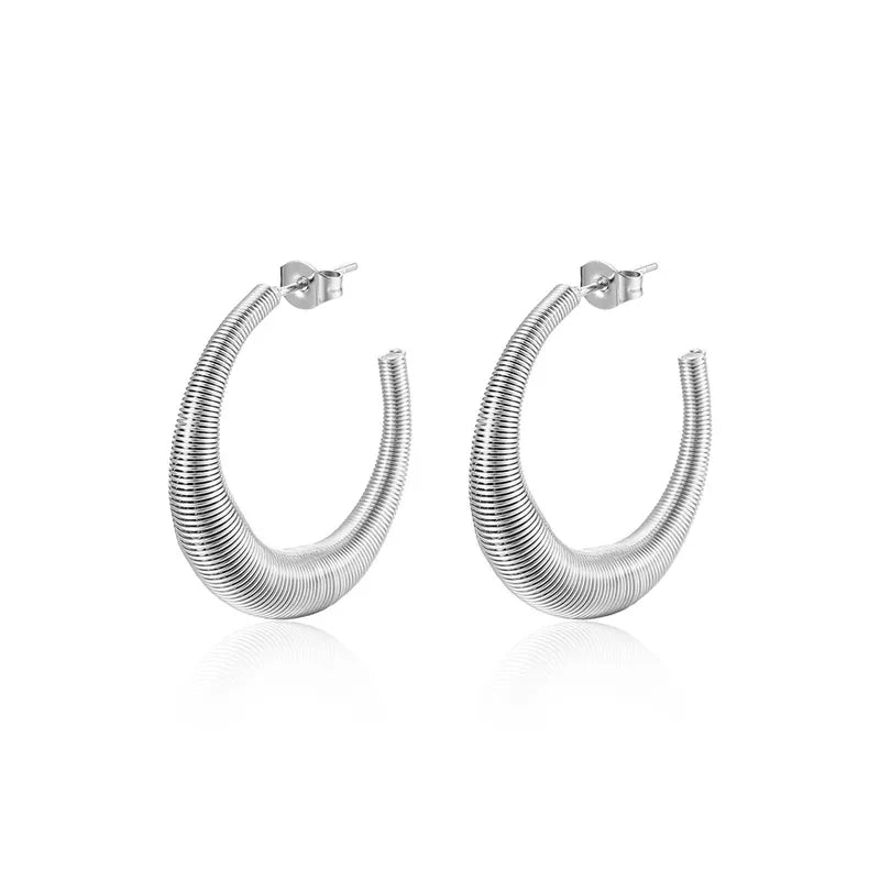 Ατσάλινοι κρίκοι 2,5 εκ χρώμα ασημί (E1364) - earrings - charmy.gr