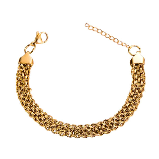 Βραχιόλι ατσάλινο πολύσειρο χρώμα χρυσό (B1371) - bracelet - charmy.gr