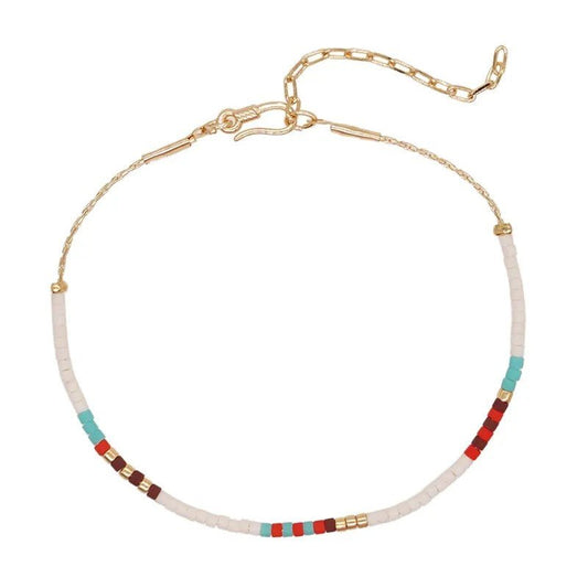 Βραχιόλι με πολύχρωμες γυάλινες χάντρες (B1070)  - bracelet - charmy.gr