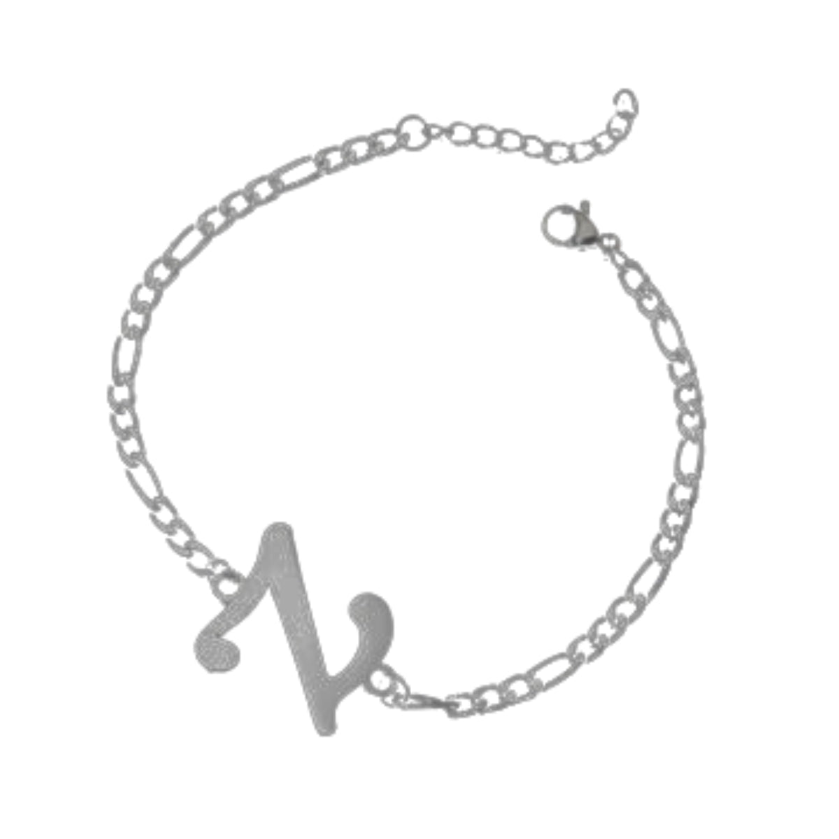Γυναικείο ατσάλινο βραχιόλι με αρχικό γράμμα Ζ χρώμα ασημί ρυθμιζόμενο (B1215)  - bracelet - charmy.gr
