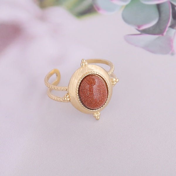 Γυναικείο ατσάλινο δαχτυλίδι χρώμα χρυσό με εντυπωσιακή πέτρα (R1037) - charmy.gr