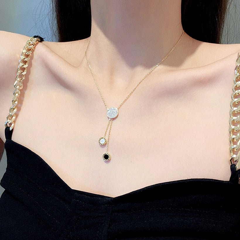 Γυναικείο κολιέ από ατσάλι με ζιργκόν (N1017) - Necklaces - charmy.gr