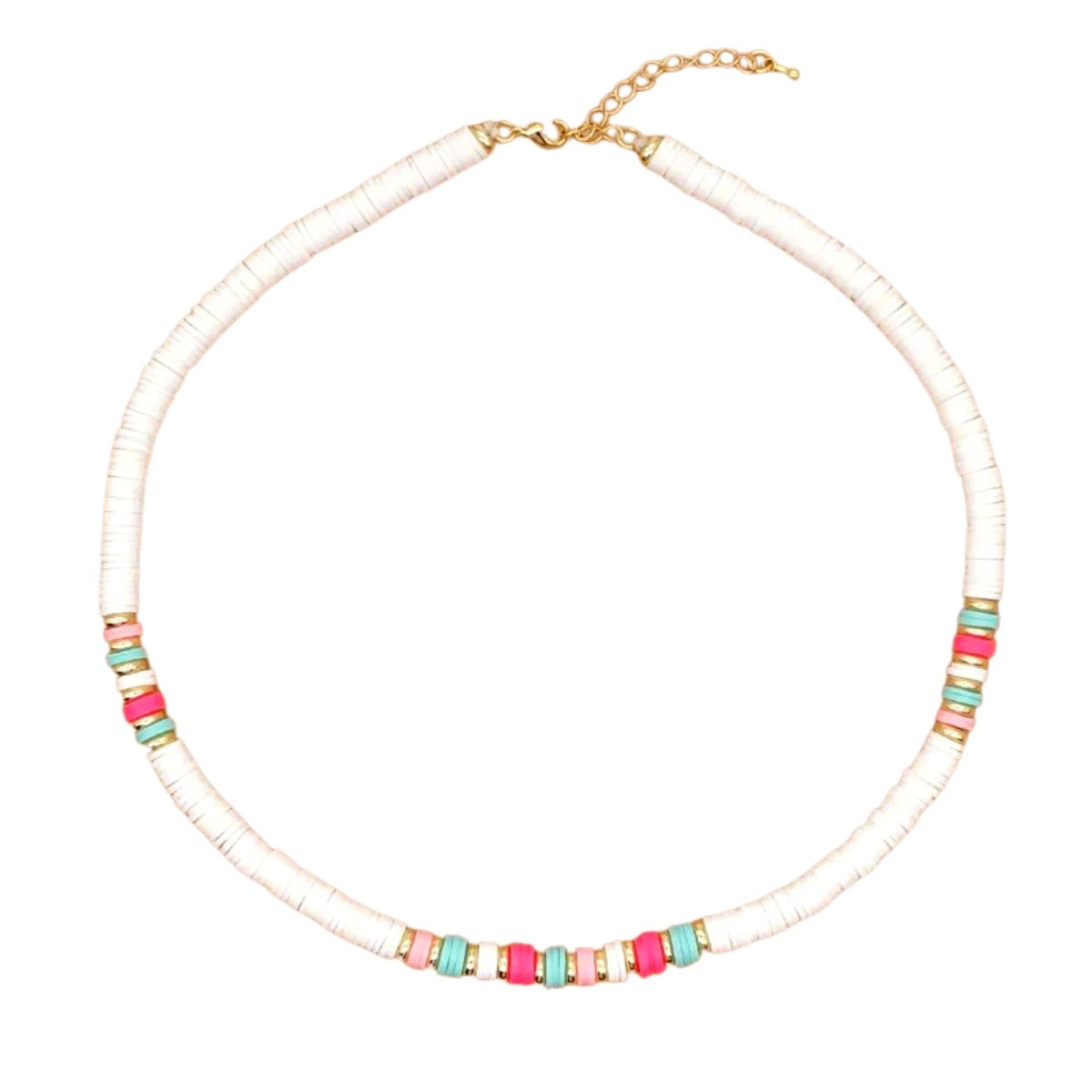 Καλοκαιρινό κολιέ boho άσπρο με φίμο (N1148) - necklace - charmy.gr