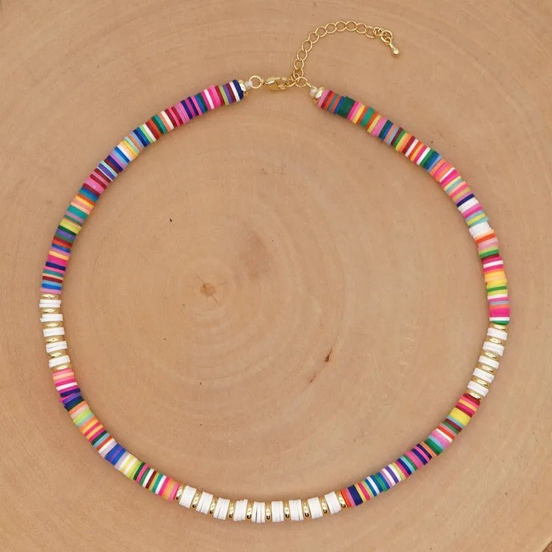 Καλοκαιρινό κολιέ boho πολύχρωμο με φίμο (N1149) - necklace - charmy.gr