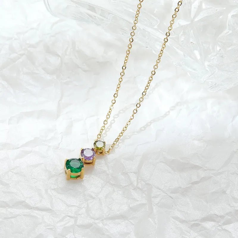 Κολιέ ατσάλινο με πολύχρωμες πέτρες ζιργκόν (N1543) – necklace – charmy.gr