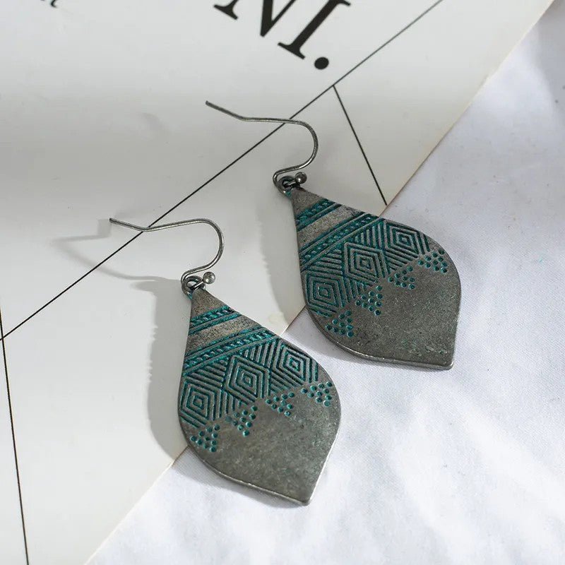 Κρεμαστά σκουλαρίκια boho σχήμα φύλλο (E1110)  - earrings - charmy.gr