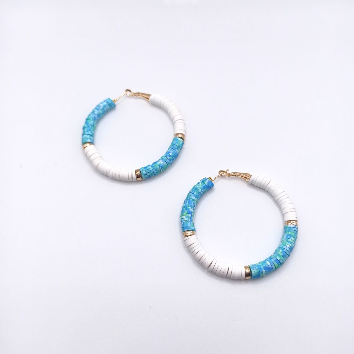 Σκουλαρίκια κρίκοι boho με φίμο μάκρος 5 εκ (E1172) - earrings - charmy.gr