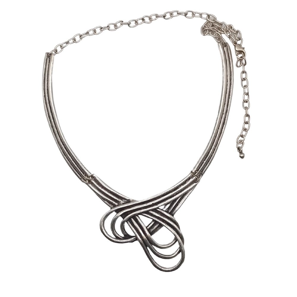 Χειροποίητο κολιέ επαργυρωμένo (N1056) - Necklaces - charmy.gr