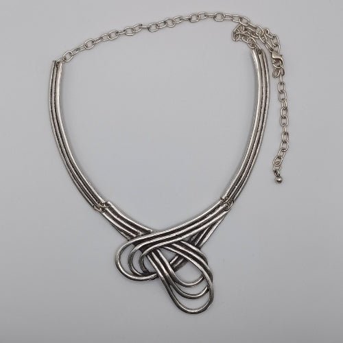 Χειροποίητο κολιέ επαργυρωμένo (N1056) - Necklaces - charmy.gr